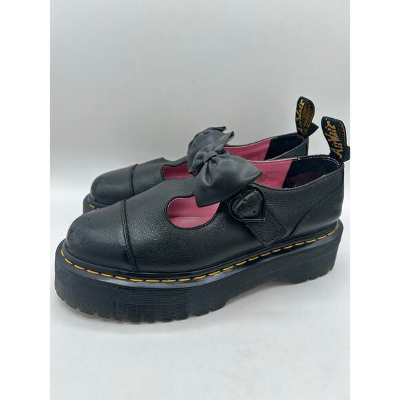 Dr. Martens x Lazy Oaf Bethan Leather Mary Jane Platform Shoes US 8 Black Bow - Picture 2 of 9